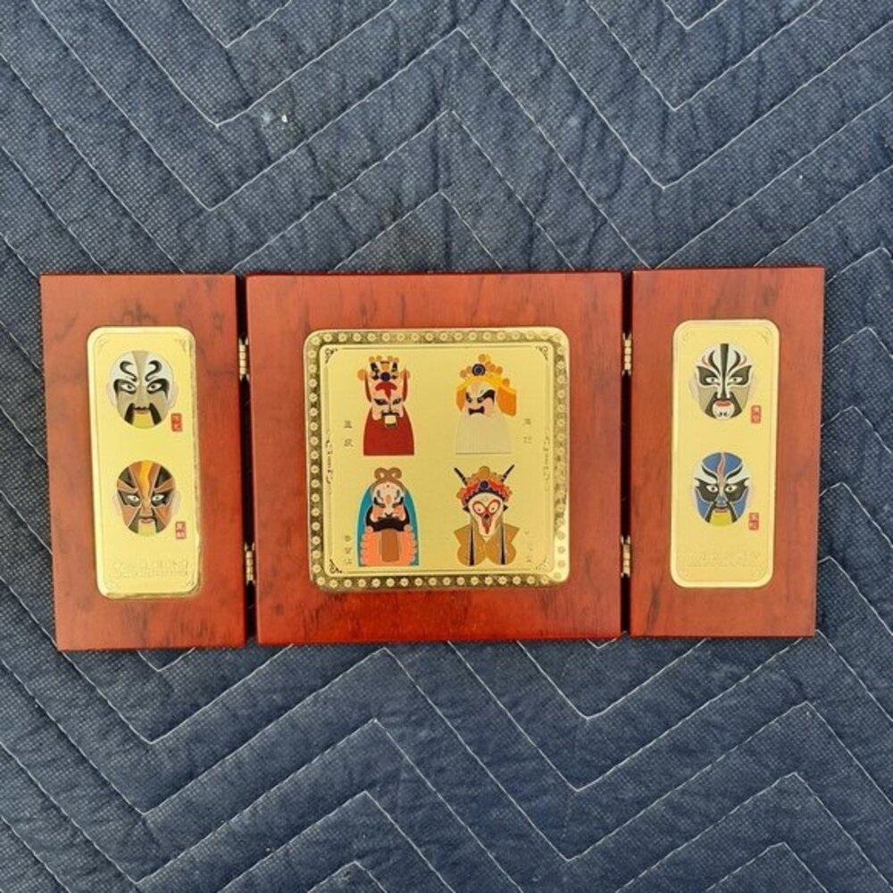 Chinese Traditional Opera Facial Makeup Wooden Panel Display Folk Art Decor - Picture 7 of 15